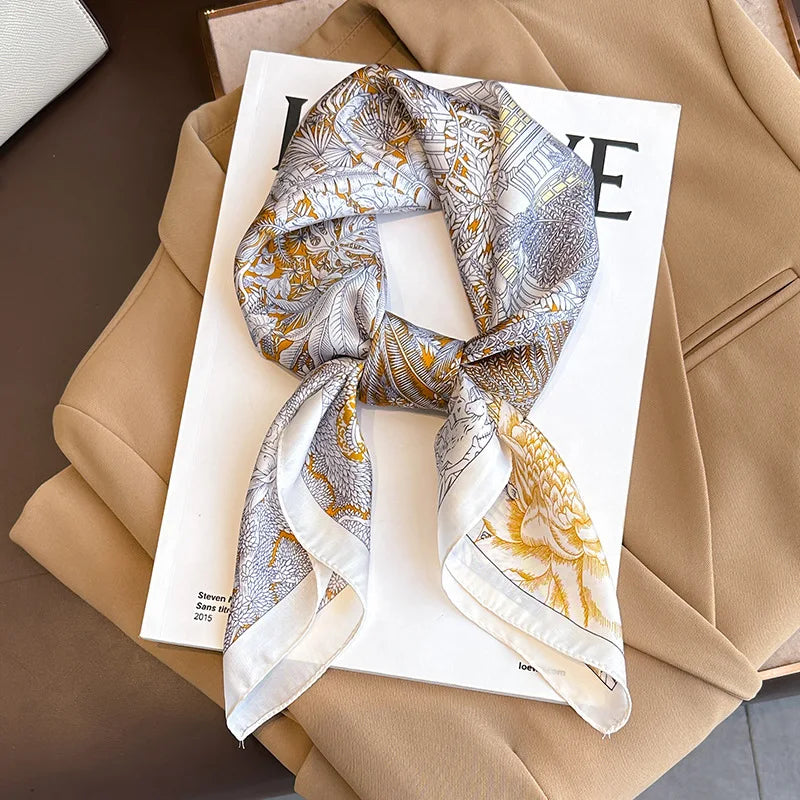 Silk-Touch Square Scarf Plaid Print Serenyah