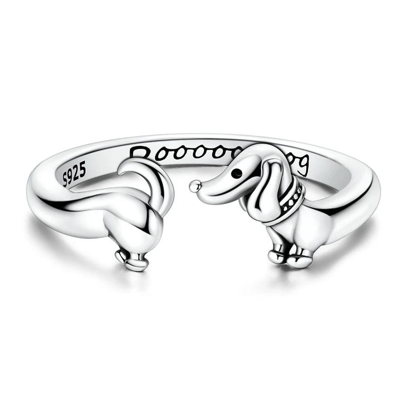 Dachshund Open Ring | Sterling Silver 925 Serenyah