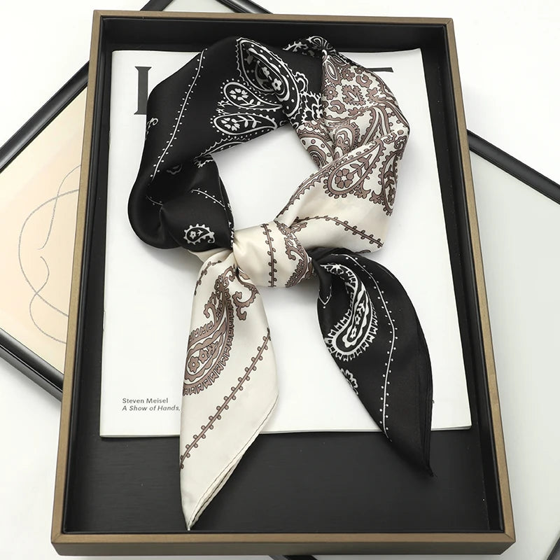 Silk-Touch Square Scarf Plaid Print Serenyah