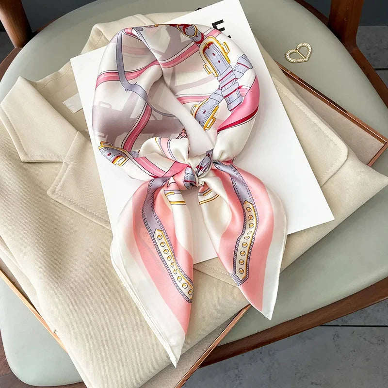 Silk-Touch Square Scarf Plaid Print Serenyah