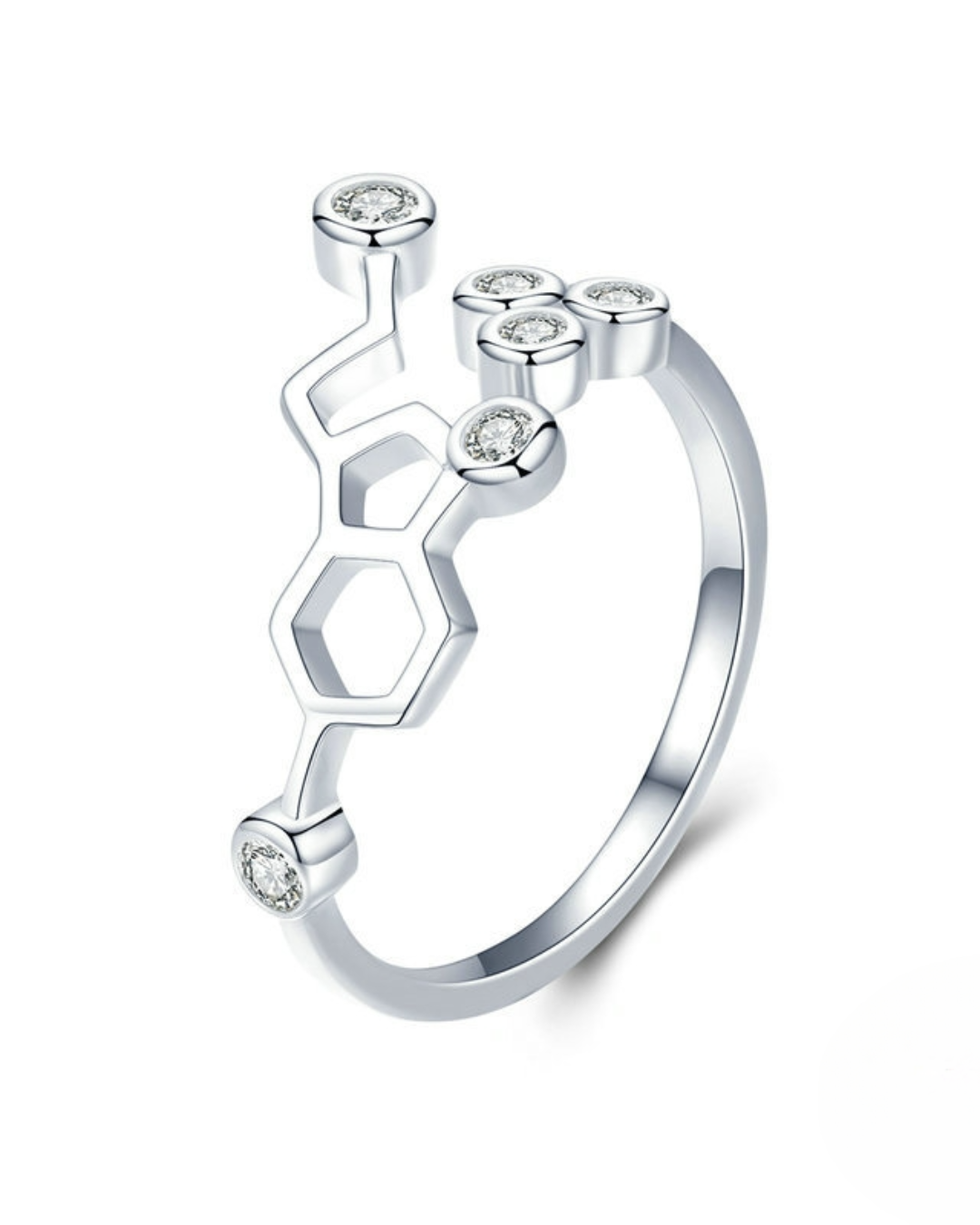 Anillo Alvéa – Anillo hexagonal de panal de abeja de plata de ley 925 | Joyería geométrica minimalista