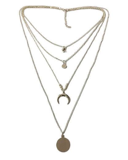 Collar en capas Luna Cascade | Colgante de luna en oro y plata – Serenyah