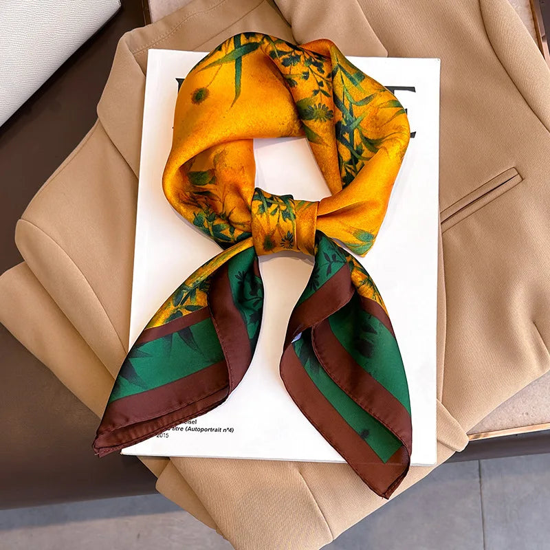 Silk-Touch Square Scarf Plaid Print Serenyah