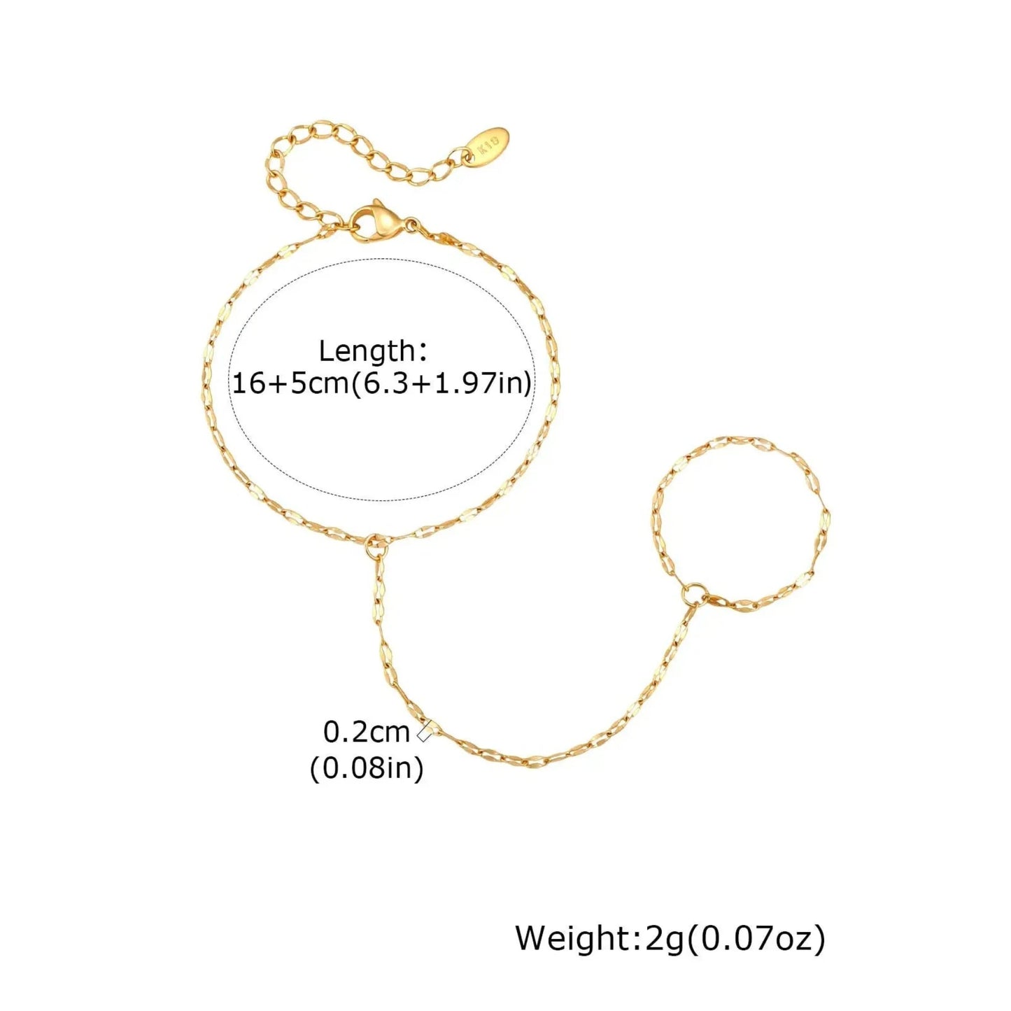 Mirror Link Hand Chain Bracelet | Gold-Plated Stainless Steel Serenyah