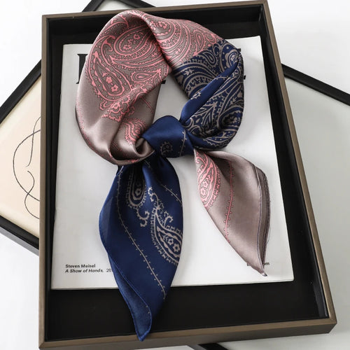 Silk-Touch Square Scarf Plaid Print Serenyah