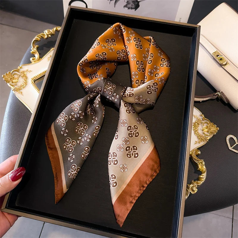 Silk-Touch Square Scarf Plaid Print Serenyah