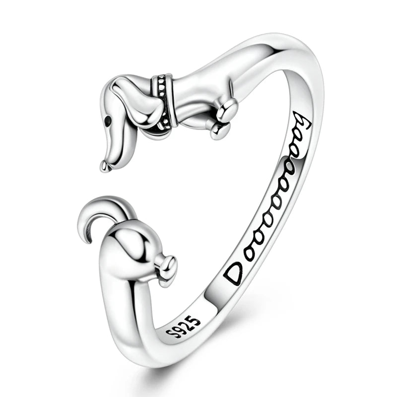 Dachshund Open Ring | Sterling Silver 925 Serenyah
