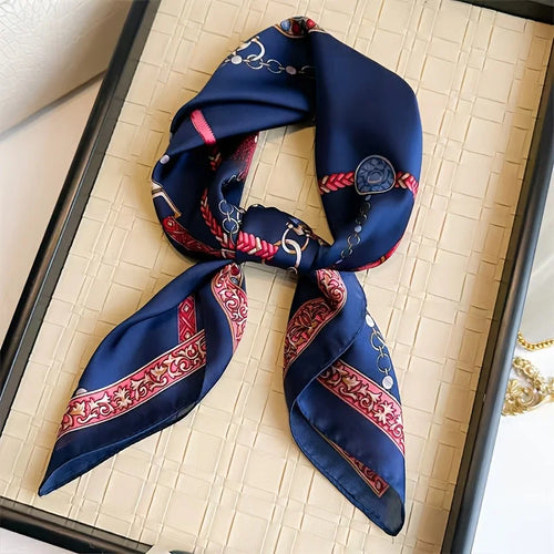 Silk-Touch Square Scarf Plaid Print Serenyah