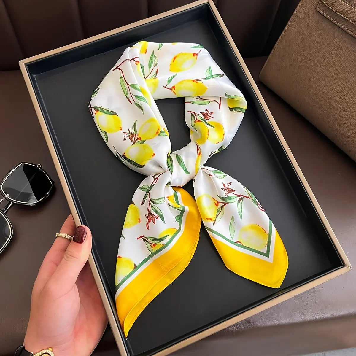 Silk-Touch Square Scarf Plaid Print Serenyah