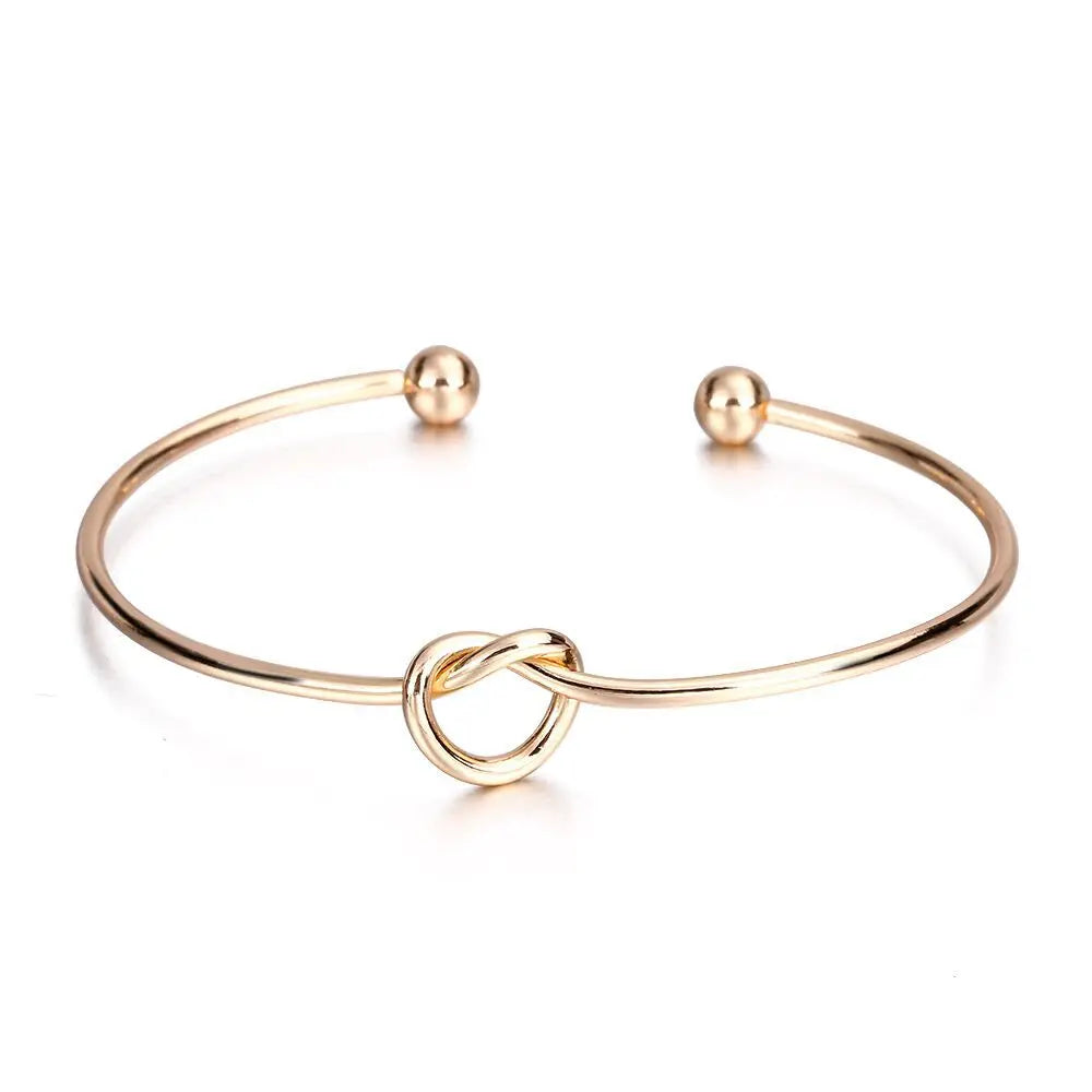 Knot Cuff Bangle Bracelet | Gold & Silver Stainless Steel Serenyah