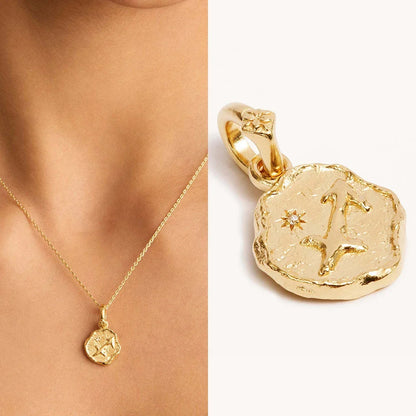 Zodiac Coin Pendant Necklace | All 12 Signs | Gold-Plated Stainless Steel Serenyah