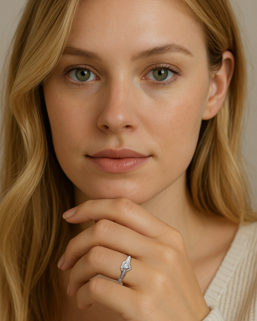 Améline Ring – Heart Zirconia Ring with Double Setting, Gold or Silver | Romantic & Elegant