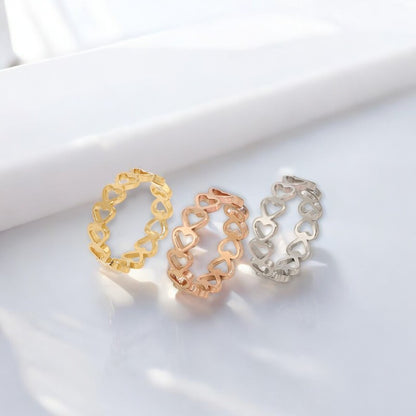 Anillo Amoura - Anillo de Corazón Abierto de Acero Inoxidable | Oro, Rosa y Plata | Joyería Romántica