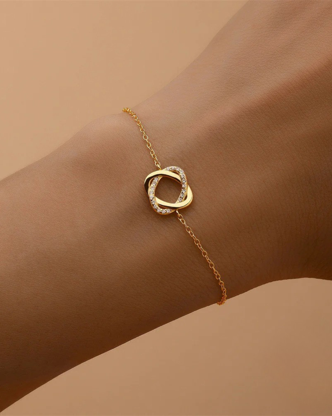 Aurélya Link – Pulsera de circonitas de plata 925 chapada en oro para mujer | Serenyah