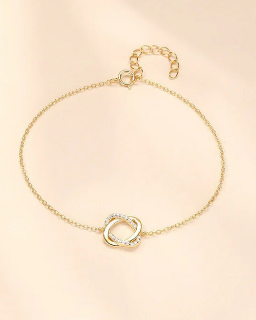 Aurélya Link – Pulsera de circonitas de plata 925 chapada en oro para mujer | Serenyah