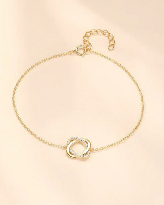 Aurélya Link – Pulsera de circonitas de plata 925 chapada en oro para mujer | Serenyah