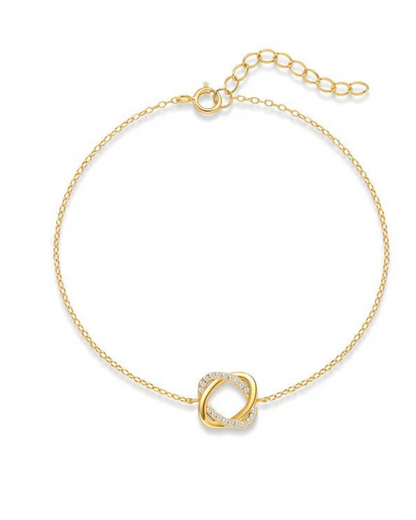 Aurélya Link – Pulsera de circonitas de plata 925 chapada en oro para mujer | Serenyah
