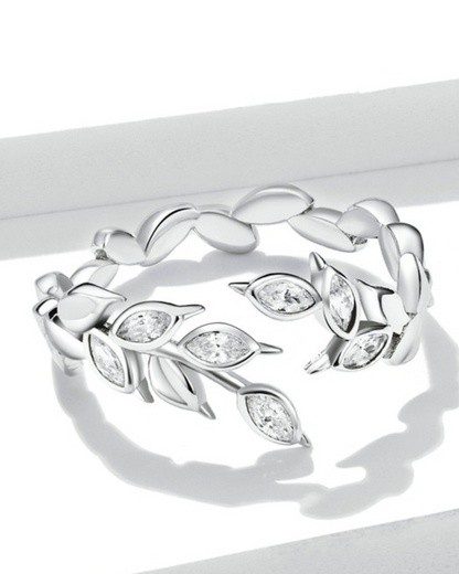 Anillo Aurina – Anillo Abierto de Oreja de Trigo de Plata de Ley 925 | Ajustable | Joyería Inspirada en la Naturaleza