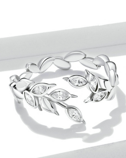 Anillo Aurina – Anillo Abierto de Oreja de Trigo de Plata de Ley 925 | Ajustable | Joyería Inspirada en la Naturaleza