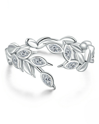 Anillo Aurina – Anillo Abierto de Oreja de Trigo de Plata de Ley 925 | Ajustable | Joyería Inspirada en la Naturaleza