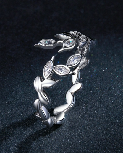 Anillo Aurina – Anillo Abierto de Oreja de Trigo de Plata de Ley 925 | Ajustable | Joyería Inspirada en la Naturaleza