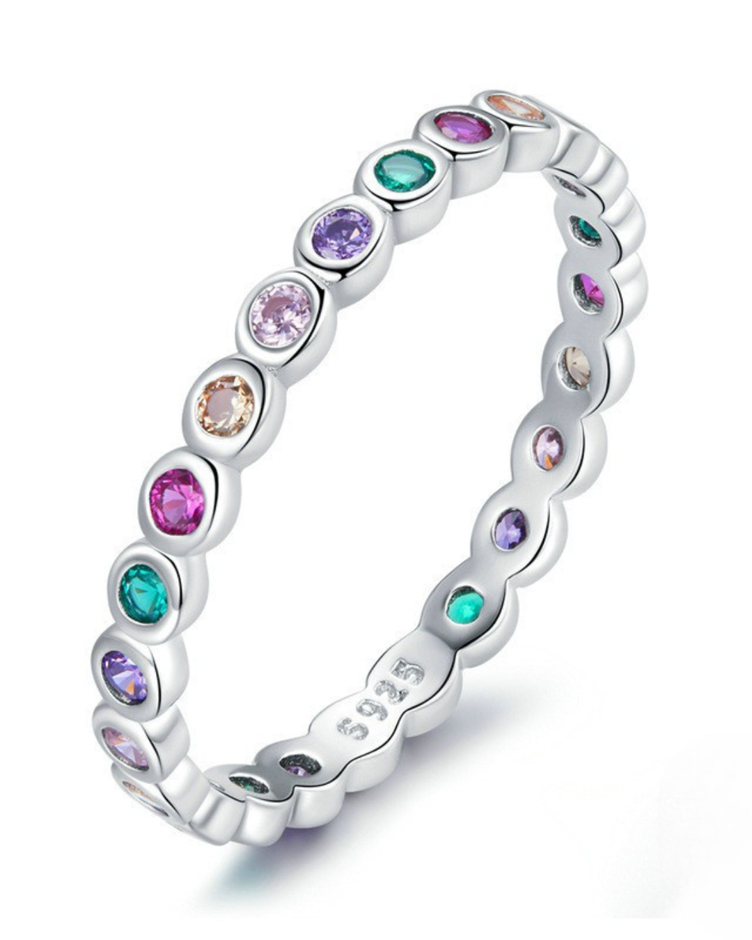 Anillo Auryn: Anillo de plata 925 con piedras de colores arcoíris en plata u oro.