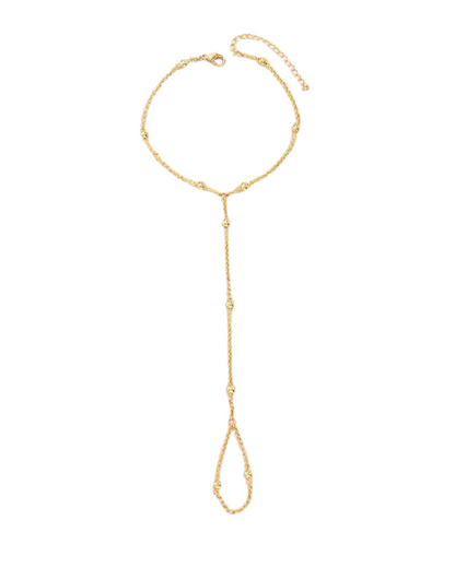 Brazalete Dorado – Pulsera de Cadena de Oro para la Mano | Pulsera Esclava de Dedo a Muñeca | Serenyah