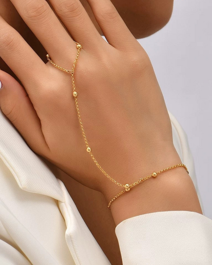 Brazalete Dorado – Pulsera de Cadena de Oro para la Mano | Pulsera Esclava de Dedo a Muñeca | Serenyah