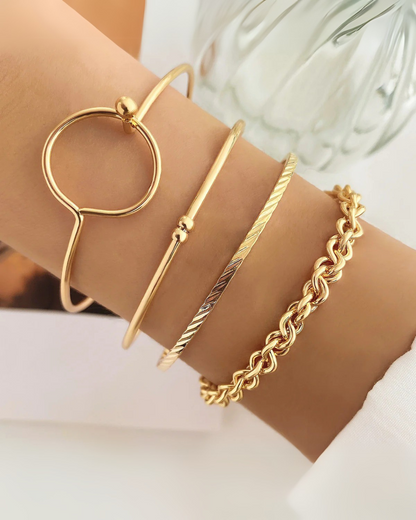 Juego Capri – Pulsera apilable geométrica de 4 piezas para mujer | Oro y plata | Serenyah