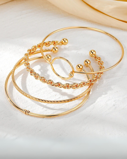 Juego Capri – Pulsera apilable geométrica de 4 piezas para mujer | Oro y plata | Serenyah
