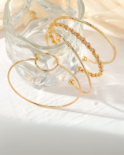 Juego Capri – Pulsera apilable geométrica de 4 piezas para mujer | Oro y plata | Serenyah