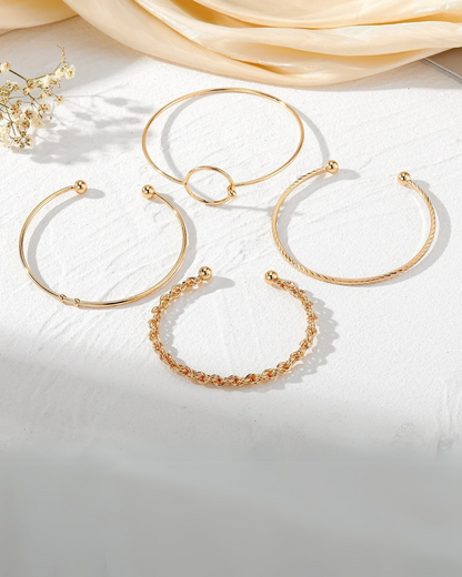 Juego Capri – Pulsera apilable geométrica de 4 piezas para mujer | Oro y plata | Serenyah