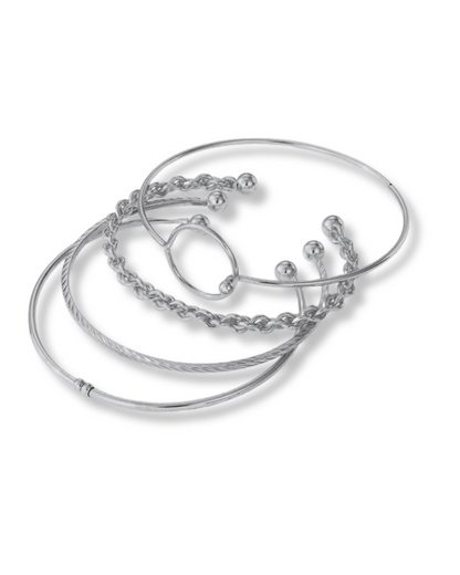 Juego Capri – Pulsera apilable geométrica de 4 piezas para mujer | Oro y plata | Serenyah
