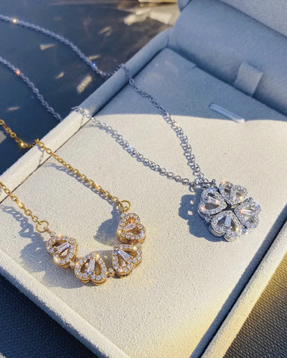 Collar Trébol Celeste | Colgante Corazón Trébol de Cuatro Hojas 2 en 1 – Serenyah