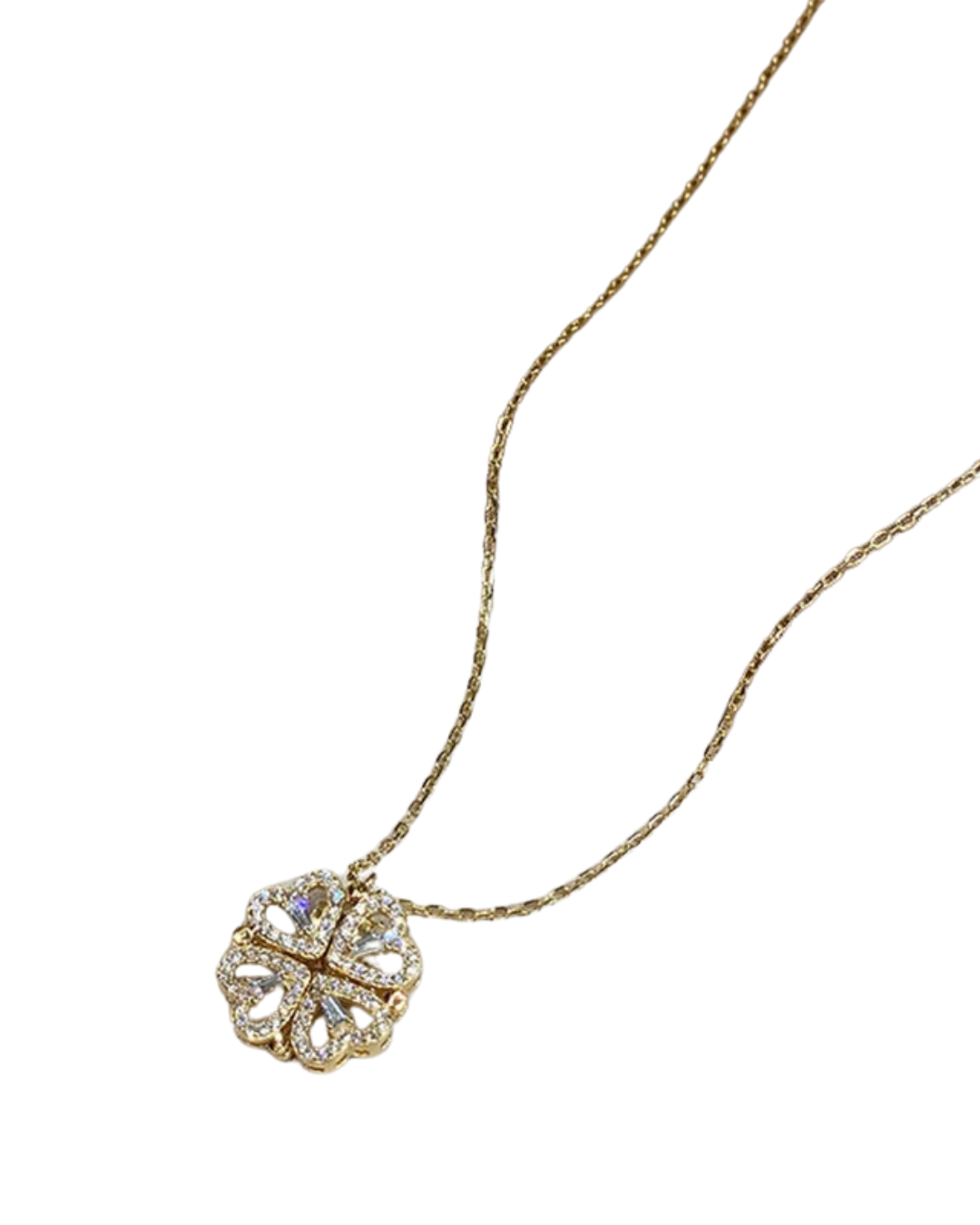 Collar Trébol Celeste | Colgante Corazón Trébol de Cuatro Hojas 2 en 1 – Serenyah