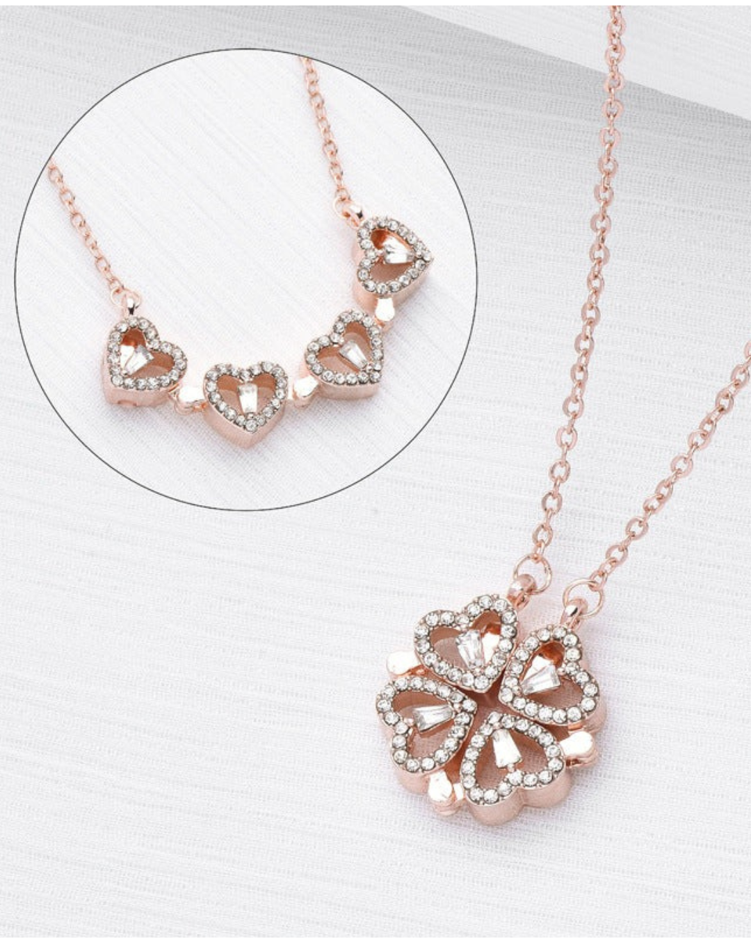 Collar Trébol Celeste | Colgante Corazón Trébol de Cuatro Hojas 2 en 1 – Serenyah