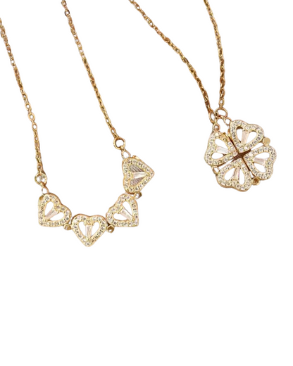 Collar Trébol Celeste | Colgante Corazón Trébol de Cuatro Hojas 2 en 1 – Serenyah