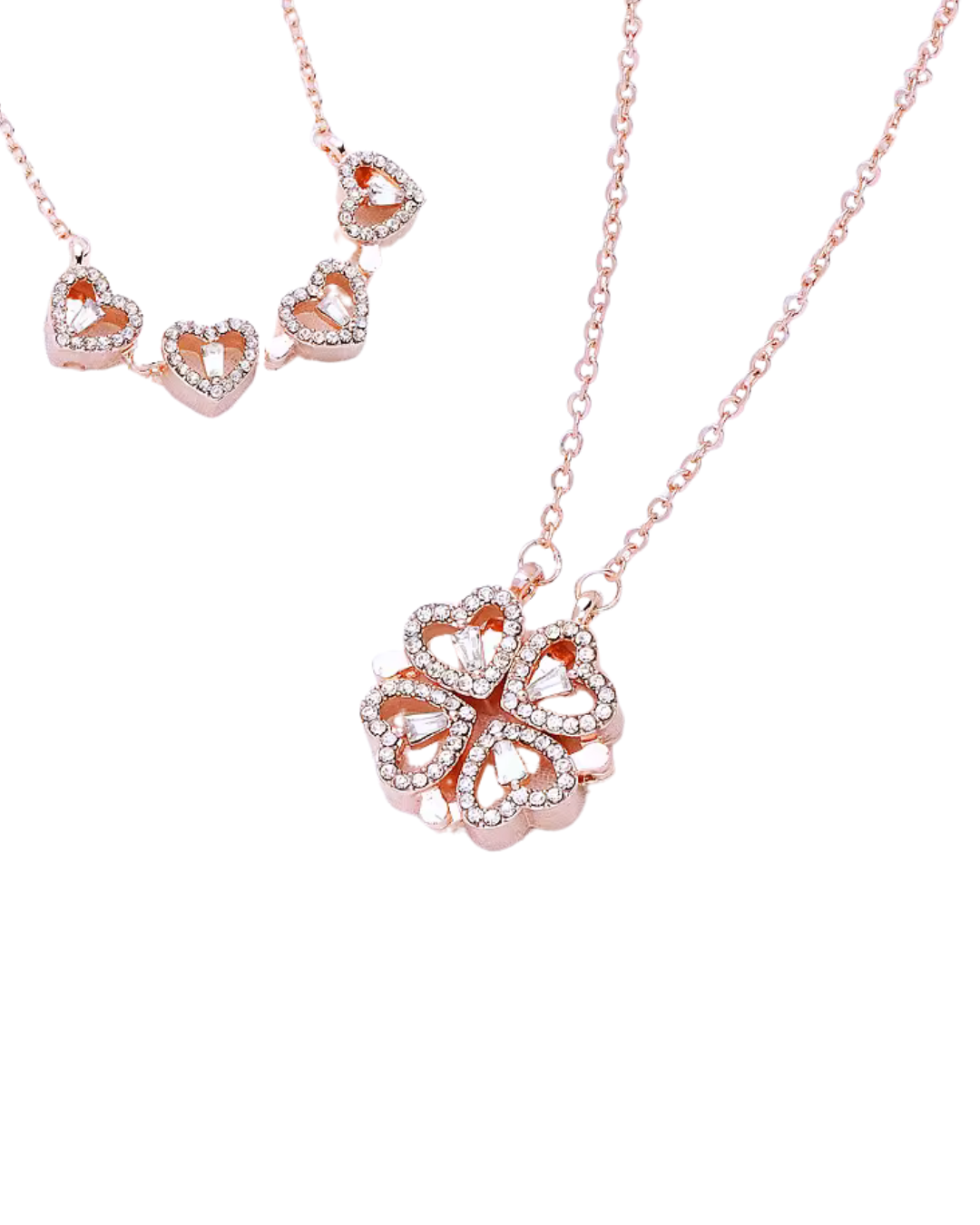 Collar Trébol Celeste | Colgante Corazón Trébol de Cuatro Hojas 2 en 1 – Serenyah