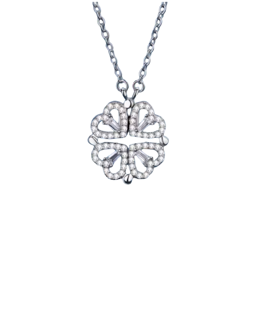 Collar Trébol Celeste | Colgante Corazón Trébol de Cuatro Hojas 2 en 1 – Serenyah