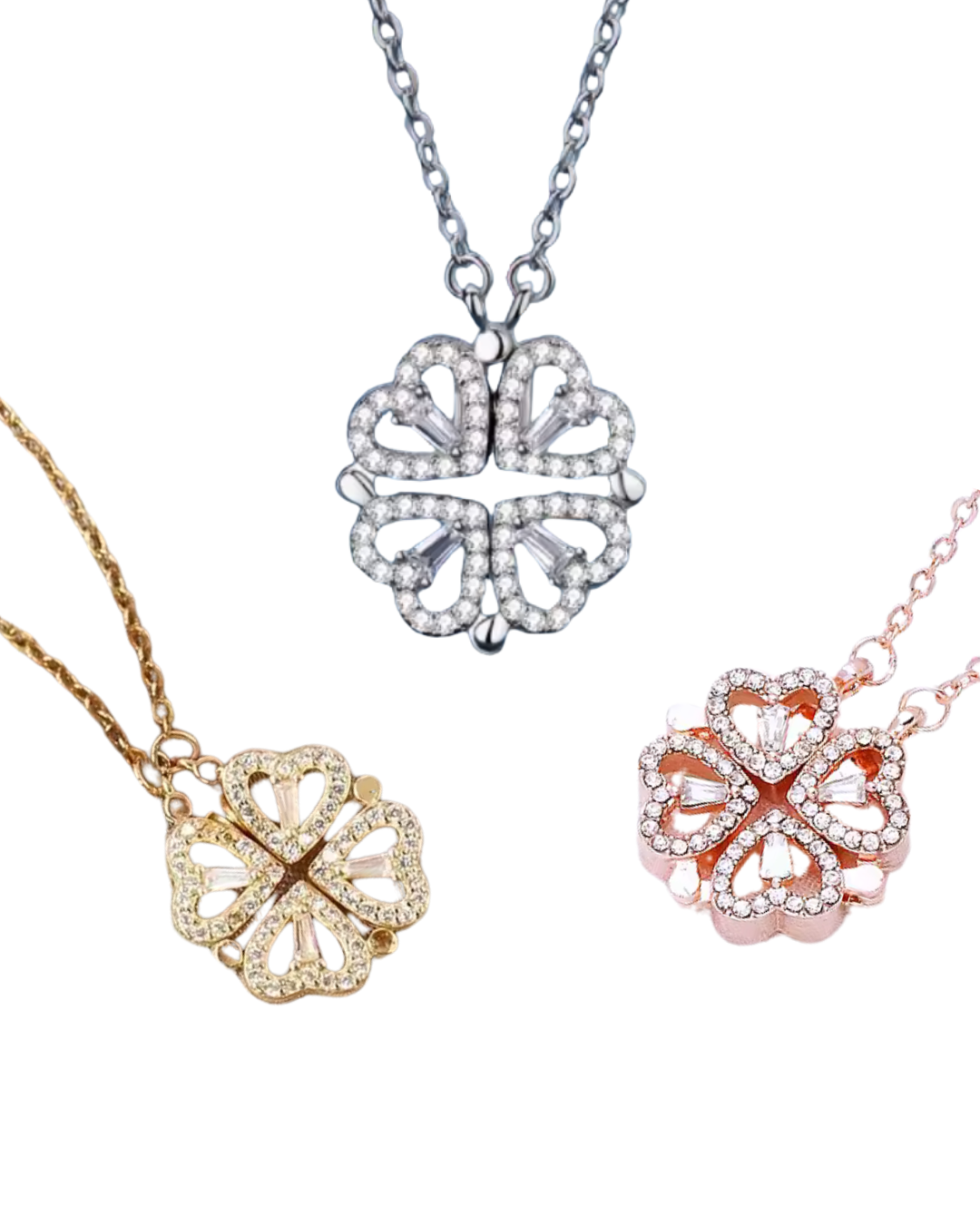 Collar Trébol Celeste | Colgante Corazón Trébol de Cuatro Hojas 2 en 1 – Serenyah
