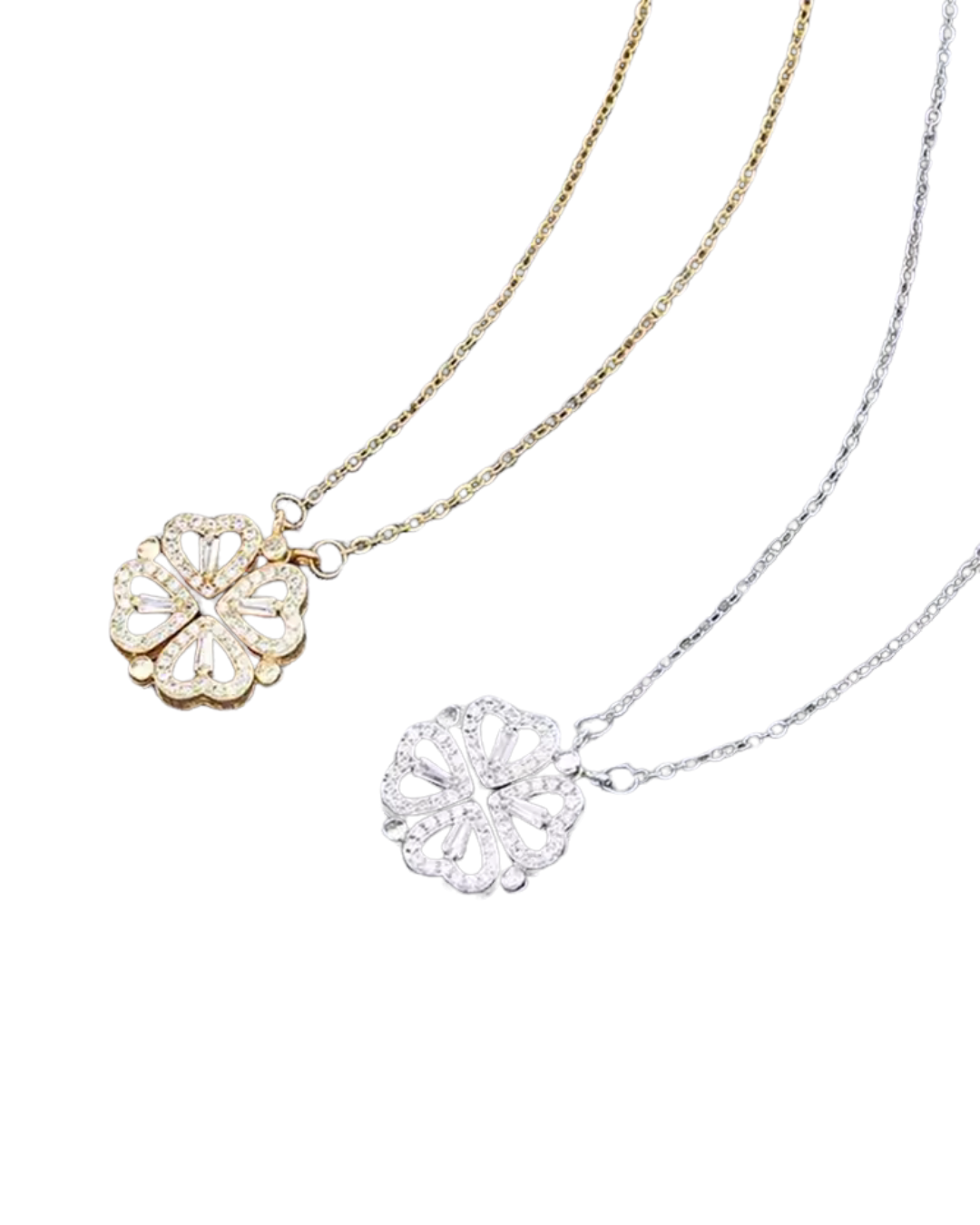 Collar Trébol Celeste | Colgante Corazón Trébol de Cuatro Hojas 2 en 1 – Serenyah