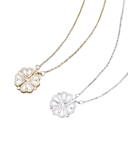 Collar Trébol Celeste | Colgante Corazón Trébol de Cuatro Hojas 2 en 1 – Serenyah