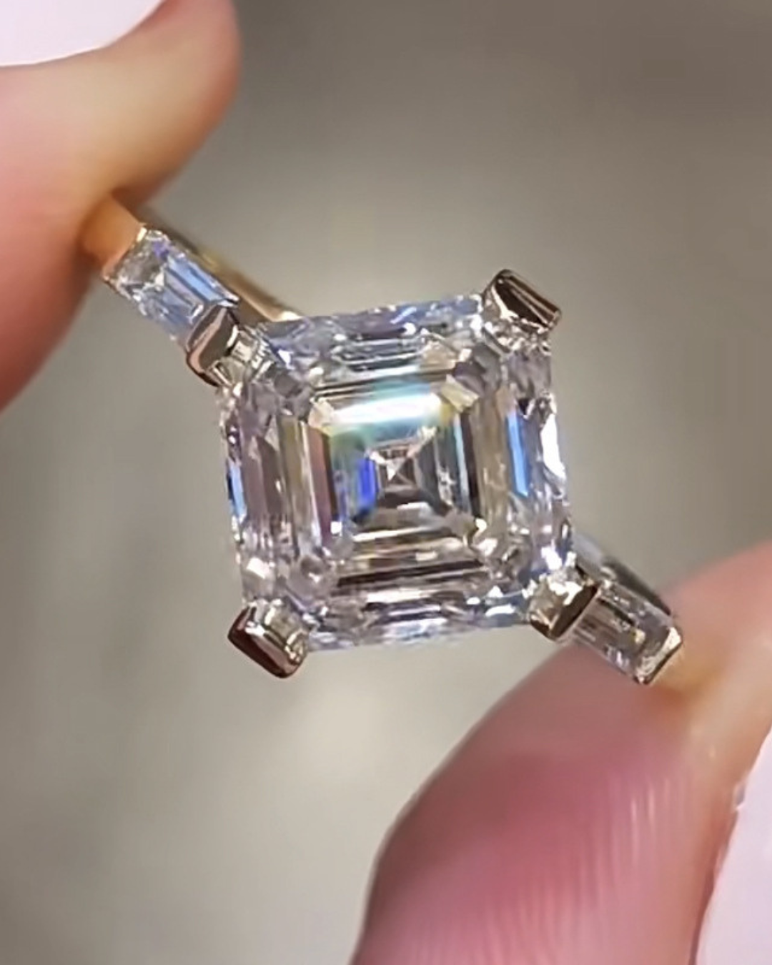 Clarya Ring – 925 Sterling Silver Princess Cut Ring with Baguette Side Stones | Elegant Jewelry