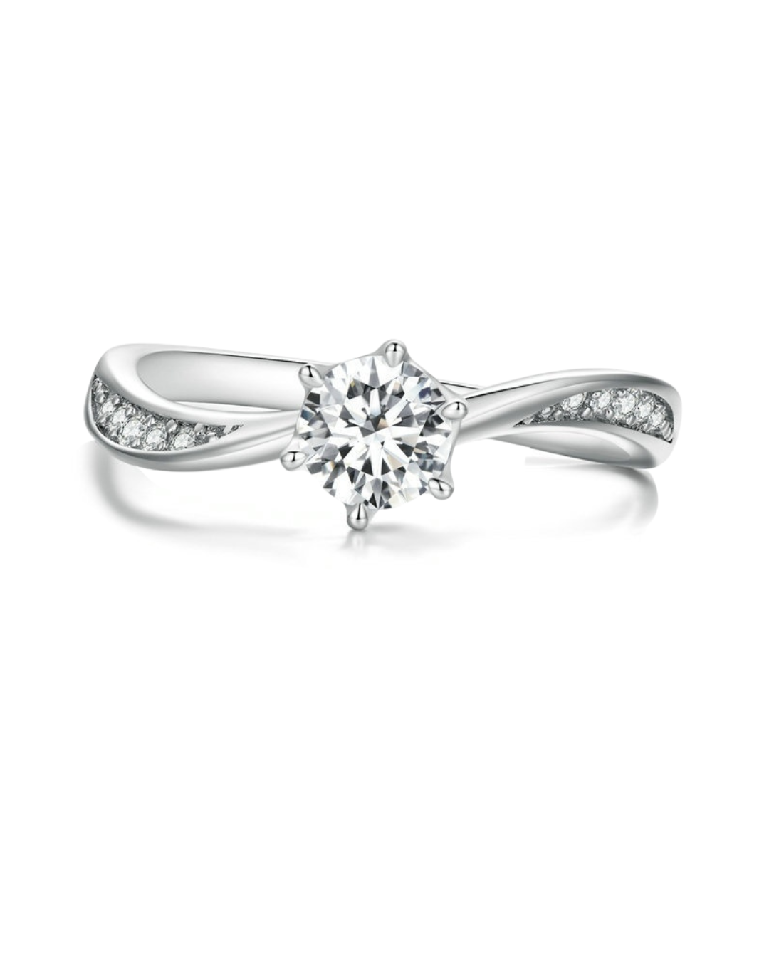 Élancy Ring – 925 Sterling Silver Solitaire Ring with Twisted Zirconia Band | Classic & Modern