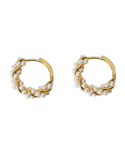 Pendientes Élysée – Pendientes de Aro con Perlas Irregulares | Oro y Oro Rosa | Bohemio Elegante | Serenyah