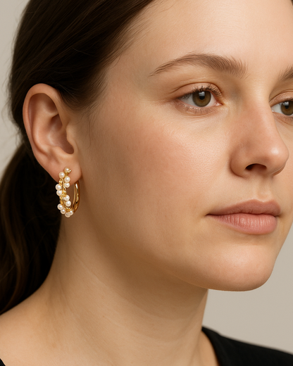 Pendientes Élysée – Pendientes de Aro con Perlas Irregulares | Oro y Oro Rosa | Bohemio Elegante | Serenyah