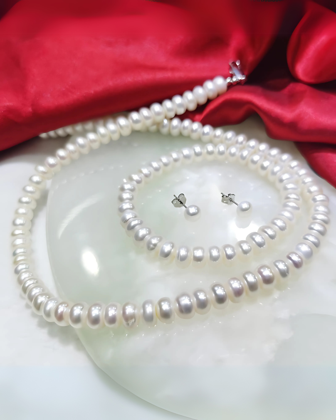 Eterna Perla – Natural Pearl Jewelry Set with Necklace, Bracelet & Earrings | Serenyah