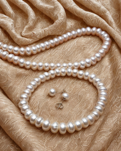 Eterna Perla – Natural Pearl Jewelry Set with Necklace, Bracelet & Earrings | Serenyah
