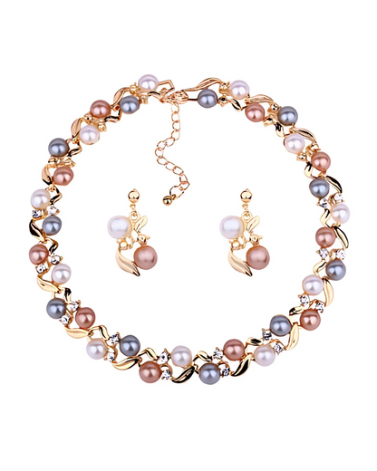 Fiore di Perla - Conjunto de collar y pendientes de perlas multicolores Serenyah