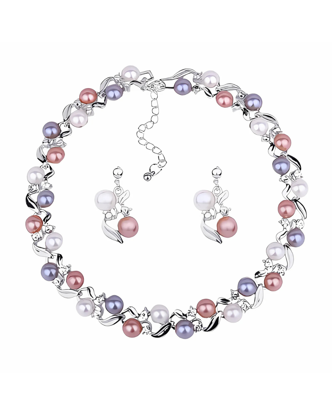 Fiore di Perla - Conjunto de collar y pendientes de perlas multicolores Serenyah